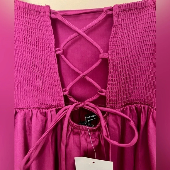 FOREVER 21 Women’s Maxi Dress Puff Sleeves Corset Empire Waist Fuchsia Size‎ S - Picture 11 of 16